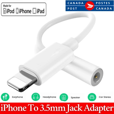 For iPhone Headphone Adapter Jack 8Pin to 3.5mm Aux Cord Dongle Converter CANADA - Image 1 of 4