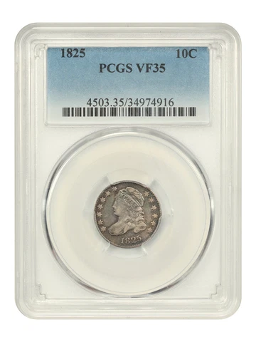 1825 10c PCGS VF35 Cover