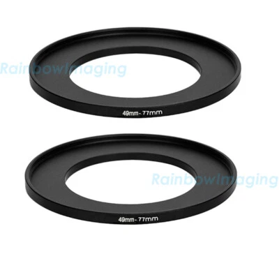 (2 Pcs) 49-77mm 49mm to 77 mm Alumnium Metal Step Up Lens Filter Ring Adapter - Image 1 of 2
