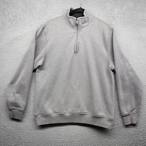 Arrow Mens Sweater Gray Knit Long Sleeve 1/2 Zip Mock Neck Pullover Size L - Picture 1 of 11