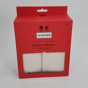 Hunter Welly Fleece Short Boots Sock Ivory Size M - Picture 1 of 4