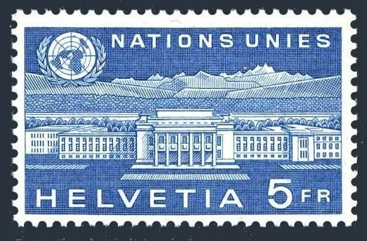 Switzerland Official 7O33,MNH.Michel UN 33. Palace of Nations,Geneva, 1960. - Image 1 of 1