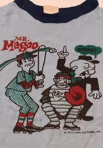 Vintage Boys Tee BASEBALL Tshirt 1977 CARTOON Mr. Magoo Blue Size 5 or 6 RETRO ⚾ - Picture 1 of 4