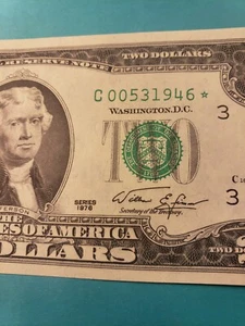 Beautiful Gem 1976 $2 Philadelphia Star Note Buy Before Star Printing Ends - Picture 1 of 3