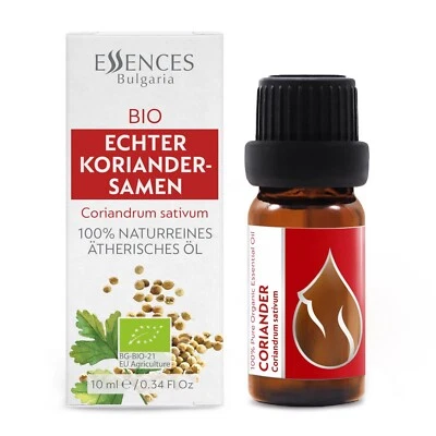 ESSENCES BULGARIA Aceite de cilantro BIO (Coriandrum sativum) 100% natural, aceite esencial (10 ml)