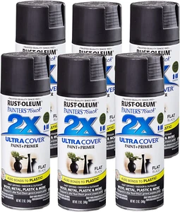 249127-6PK Painter'S Touch 2X Ultra Cover Spray Paint, 12 Oz, Flat Black, 6 Pack - Picture 1 of 11