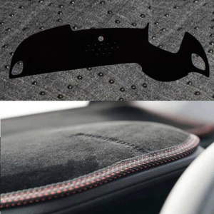 Black Velvet Non-Slip Dashboard Cover Red Stitch for 2017 ~ 2020 KIA Stinger HUD - Picture 1 of 11