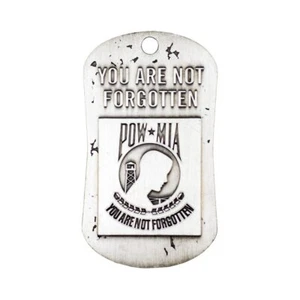 POW*MIA Antique Finish Dog Tag Necklace-Joshua 1:9 Shields of Strength - Picture 1 of 3