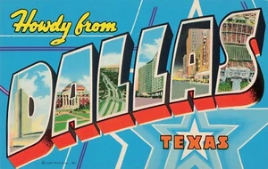 Howdy from Dallas Big Letters Texas TX Vintage Postcard - Picture 1 of 2