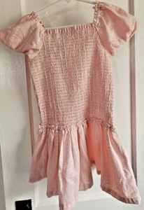 FLAPDOODLES Vestido Niña Escocés Corpiño Calado Volantes Dobladillo Cuello Cuadrado 5 Rosa-Blanco - Imagen 1 de 8