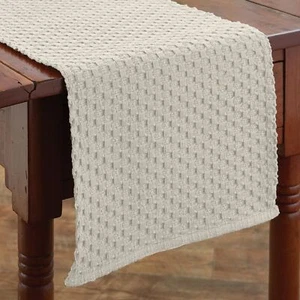 Cream Chadwick Braided Farmhouse Table Runner 36 Inch | 13x36 Rustic Dining Tabl - Picture 1 of 4