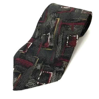 Corbata de Lujo J Ferrar Gris Rojo Amarillo Abstracto Estampado Seda 59" x 3.75" Foto 1 de 4