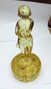 Vintage 8.5" Cambridge Glass Draped Lady Bashful Charlotte 10 Holes Flower Frog - Picture 1 of 8