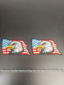  US-Flagge bestickt goldener & weißer Rand, Glatzenadler PATCH AUFBÜGELN AUFNÄHEN   - Bild 1 von 11
