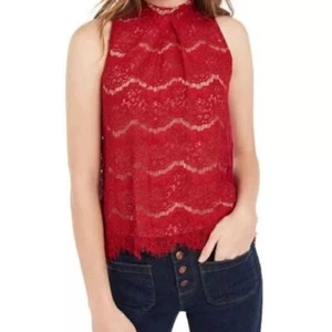 Love, Fire Mock Neck Sleeveless Lace Blouse - Picture 1 of 11