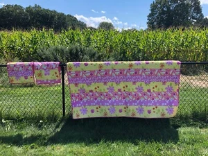 POTTERY BARN Girls Quilt & 2 Shams  Full/Queen  80”x88” Pink & Yellow - Picture 1 of 5