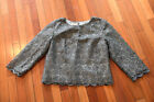 Talbots Silver Metallic Shimmer Lace Evening Button Up Jacket Lined Sz 12 10