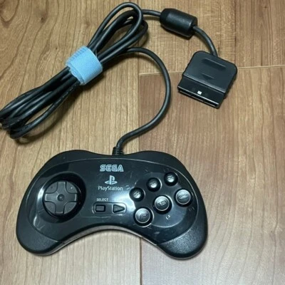 Sega Sony Playstation 2 Saturn Controller Pad Black 2 PS2 IPS-5001 stick - Image 1 of 4
