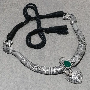 Green Onyx Gemstone Handmade Adjustable Black Dori Ethnic Jewelry Necklace SR 65 - Picture 1 of 7