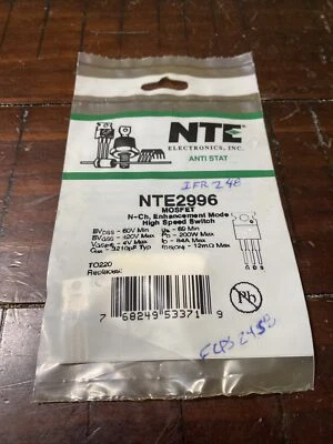Estuche de alta velocidad NTE Electronics NTE2996 Power Mosfet N-channel 60V Id=84A TO-220 Foto 1 de 2