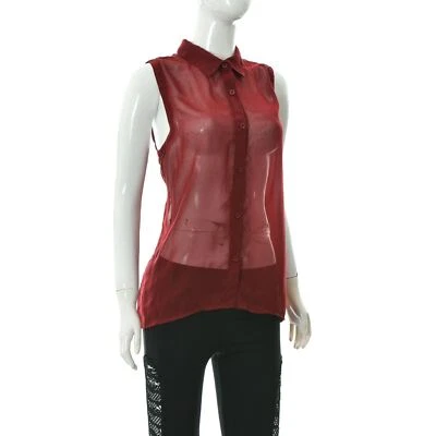 AX Paris camicia da donna a rete trasparente con bottoni senza maniche taglia... - Immagine 1 di 4