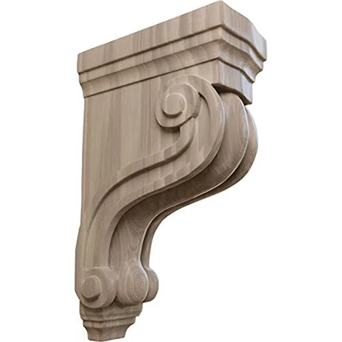 Ekena Millwork COR03X06X10TSWA Boston Traditional Scroll Wood Corbels, 3 3/8" Cover