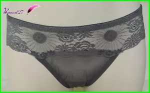 String ou Culotte MIRIALE Gris avec des Fleurs brodées Taille M- AB12 - Imagen 1 de 9