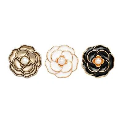 5pcs Flower Metal Button with Pearl Center, Elegant Decorative Button for Crafts - Image 1 of 4