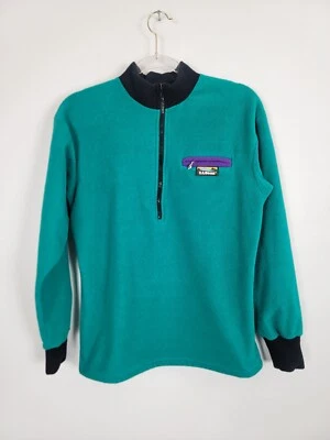 Vintage 90s LL Bean Womens Large Fleece 1/4 Zip Pullover Jacket USA Teal Green - Image 1 of 4