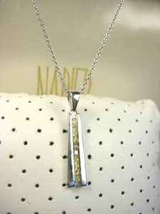 Modern Sterling Silver Lemon Yellow Citrine Drop Dangle Chain Link Necklace 16" - Picture 1 of 6