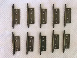 ~Antique Brass~🚪Non-mortise Hinges, Finial Tips (10 Hinge Lot) 2" - W/ screws💥 - Picture 1 of 5