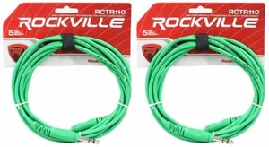 2 Rockville RCTR110G Green 10' 1/4'' TRS to 1/4'' TRS  Cable 100% Copper - Picture 1 of 2