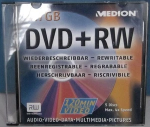 Medion DVD + RW - 120 Minuten Standard Play VIDEO 4,7 GB / NEU & versiegelt - Bild 1 von 1