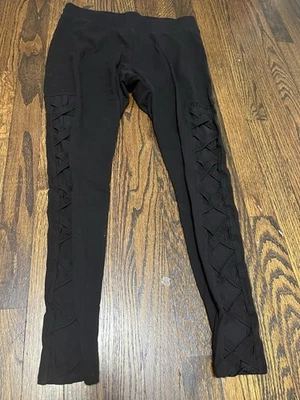 Torrid - Leggings laterales negros con cordones de longitud completa tiro alto - talla 0 grande Foto 1 de 4