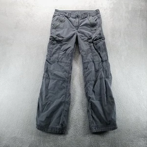 American Eagle Pants Womens 6 Long Gray Low Rise Baggy Flare Cargo Rave - Picture 1 of 10