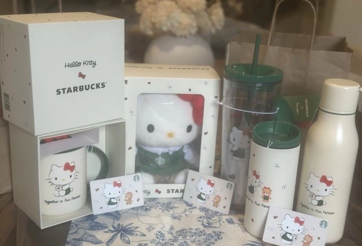 Hello Kitty Starbucks 2025 Almost Complete Limited Edition Collection 5 items !  - Image 1 of 1