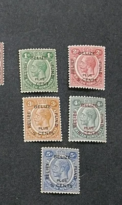 BRITISH HONDURAS 1932 1c + 1c a 5c + 5c SG 138 - 142 Sc B1 - B5 Set 5 MLH Foto 1 de 2