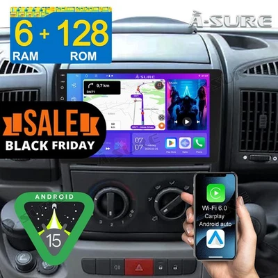 Für Fiat Ducato 2006-2023 DAB+ 8Core 6+128G Android 15 CarPlay Autoradio Navi 4G - Bild 1 von 4