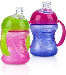 Paquete de 24 paquetes-Nuby paquete de 2 asas sin derrames súper caño agarre N' rosa y púrpura - Imagen 1 de 7