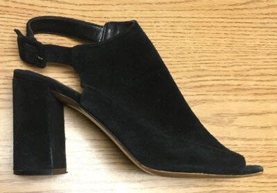 Sandalia Banana Republic Cuero Gamuza Punta Abierta Tacón, Negra, 9M Foto 1 de 4