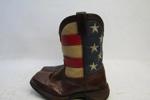 Durango Youth Size 13 M Brown American Flag Leather Cowboy Western Boots - Picture 1 of 11