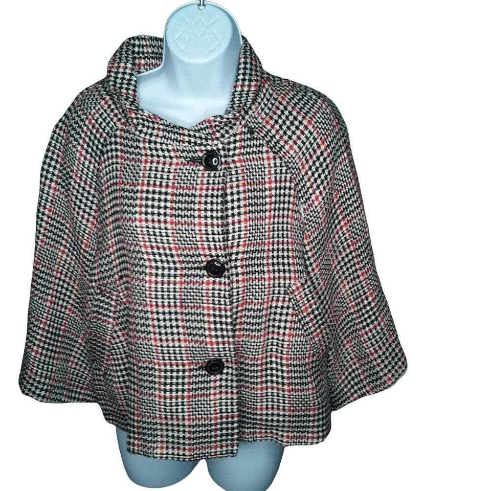 Erin London Blazer , Ladies Small - Red & Black Tweed. Short Waist, 3/4 Bell Slv - Image 1 of 4