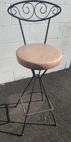 Vintage mid century modern Atomic Cat Eye iron Swivel Bar stool 30” Seat Pink Cover