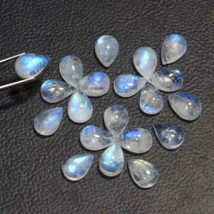 Wholesale Natural Rainbow Moonstone Pear Shape Loose Gemstone Cabochon 14*10 MM - Picture 1 of 3