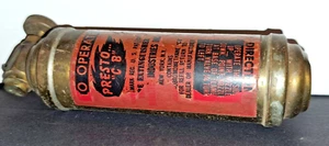 Extintor Presto CB 1940 LATÓN motocicleta usado etiqueta parcial pátina - Imagen 1 de 12