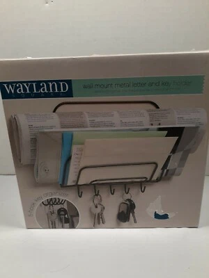 LETTER KEY MAIL HOLDER Black Wall Mount Wayland Square Metal hooks NEW - Image 1 of 4