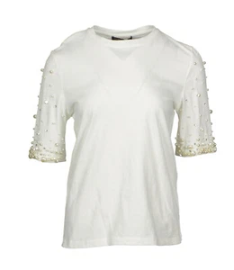 Maje Women's T-Shirt Size 1 / S Sleeve Pearl Beads Rhinestones H18TRISTANA - Picture 1 of 9