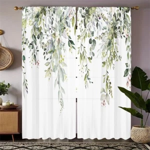 2Pcs Elegant Flower Leaf Window Curtains Drapes Bedroom Living Room Kitchen 84in - Picture 1 of 24