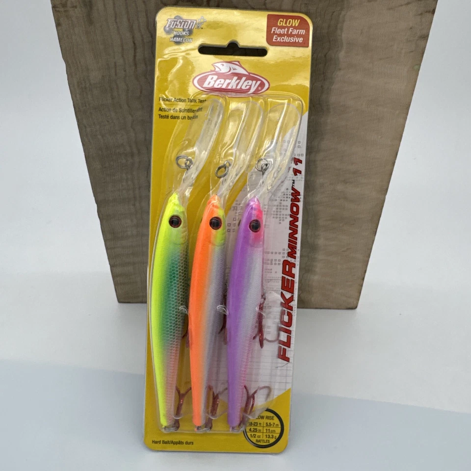 Berkley #11 Flicker Minnow Crankbaits Glow Panties Fleet Farm 3 Pack
