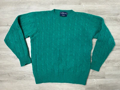 VINTAGE Ralph Lauren Sweater Pullover Cable Knit Green Sz S Small Womens Wool - Imagem 1 de 4
